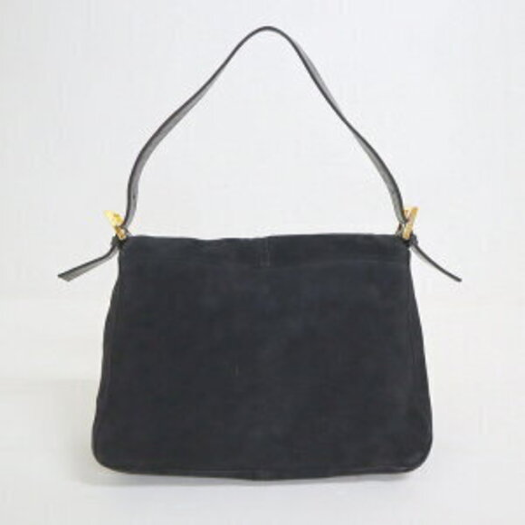 FENDI Mamma Bucket Shoulder Bag Suede Leather Black Red - Picture 2 of 7